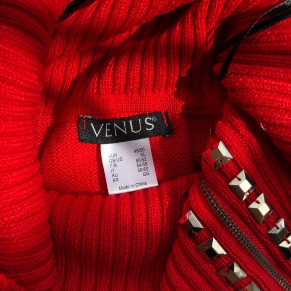 Studded Cowl Neck Sweater, Red XL - Picture 6 of 8